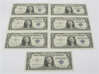 7 UNCIRCULATED CONSECUTIVE SILVER CERTIFICATES