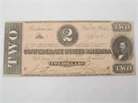 1864 CONFEDERATE TWO DOLLAR BILL