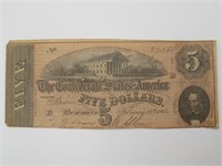 1864 CONFEDERATE FIVE DOLLAR BILL