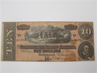 1864 CONFEDERATE TEN DOLLAR BILL