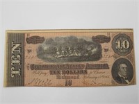 1864 CONFEDERATE TEN DOLLAR BILL