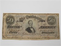 1864 CONFEDERATE FIFTY DOLLAR BILL