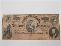 1864 CONFEDERATE 100 DOLLAR BILL