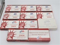 1999-2009 US MINT SILVER PROOF SETS
