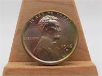 1916 D LINCOLN CENT MS DETAILS RAINBOW TONING