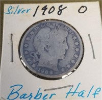 1908-O SILVER BARBER HALF