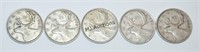 5 Canada Silver Quarters 1948 - 1952 Nice Lot!