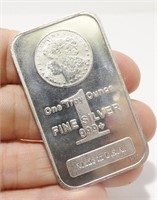 One Ounce .999 Silver Bullion Bar