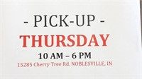 ONSITE PICK-UP:  Thursday 10am - 6pm