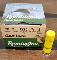 25 Rounds--Remington 20 Gauge 8 Shot Ammo