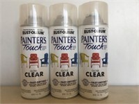 3 New Cans Painter's Touch Gloss Clear Spray Paint