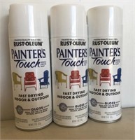 3 New Cans Painter's Touch Gloss White Spray Paint