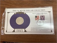 1921 Morgan Silver Dollar w/ Stamps