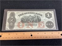 Uncirculated $1 from Sussex Bank of NJ