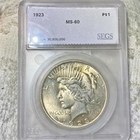 1923 Silver Peace Dollar SEGS - MS60