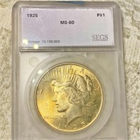 1925 Silver Peace Dollar SEGS - MS60