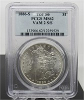1886 - S/S Morgan Silver Dollar