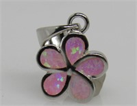 Pink Opal Flower Pendant