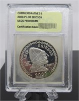 2000 -P Leif Ericson $1 Silver Commemorative Coin