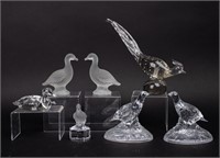 Lot of Seven Glass Bird & Fowl Figurines Tiffin +