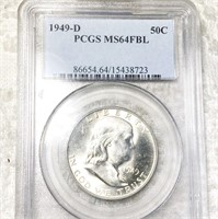 1949-D Franklin Half Dollar PCGS - MS 64 FBL