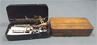 2 containers wood container has a micrometer