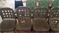 4 Grey metal and wood chairs
