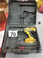 Dewalt cordless hammer drill with case. Battery