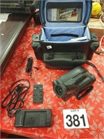 GE camcorder with carrying case, charger 
and