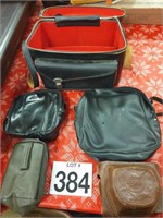 Assortment of carry cases 1 vintage carry on box