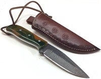 ALONZO DAMASCUS FULL TANG KNIFE WITH LEATHER