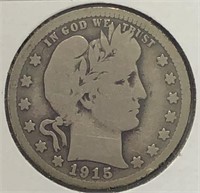 1915-D Barber Quarter VG