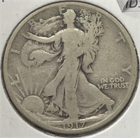 1917-D Walking Half Dollar VG
