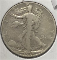 1938-D Walking Half Dollar VG