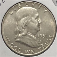 1951-D Franklin Half Dollar AU