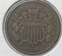 1866 Two Cent Piece VF+