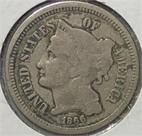 1866 Three Cent Nickel VG
