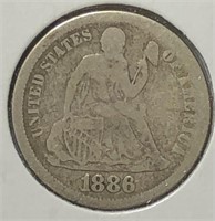 1886 Liberty Seated Dime VG+