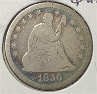 1856 Liberty Seated Quarter VG