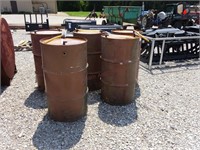 (5) 60 Gallon Oil Drums with Drains