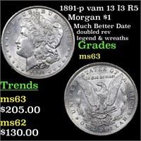 1891-p vam 13 I3 R5 Morgan Dollar $1 Graded Select
