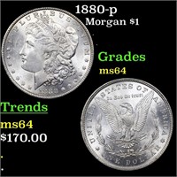 1880-p Morgan Dollar $1 Graded Choice Unc