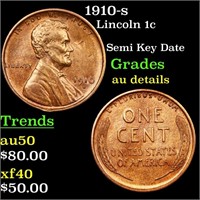1910-s Lincoln Cent 1c Graded AU Details
