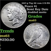 1927-p Top 50 vam 2 I3 R5 Peace Dollar $1 Graded S