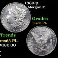 1889-p Morgan Dollar $1 Graded Select Unc PL