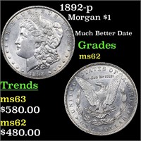 1892-p Morgan Dollar $1 Graded Select Unc