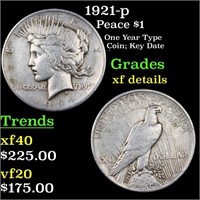 1921-p Peace Dollar $1 Graded xf details