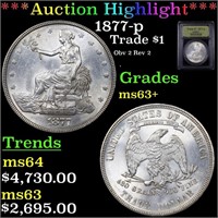 ***Auction Highlight*** 1877-p Trade Dollar $1 Gra