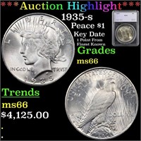 ***Auction Highlight*** 1935-s Peace Dollar $1 Gra
