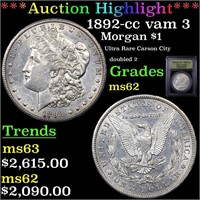 ***Auction Highlight*** 1892-cc vam 3 Morgan Dolla